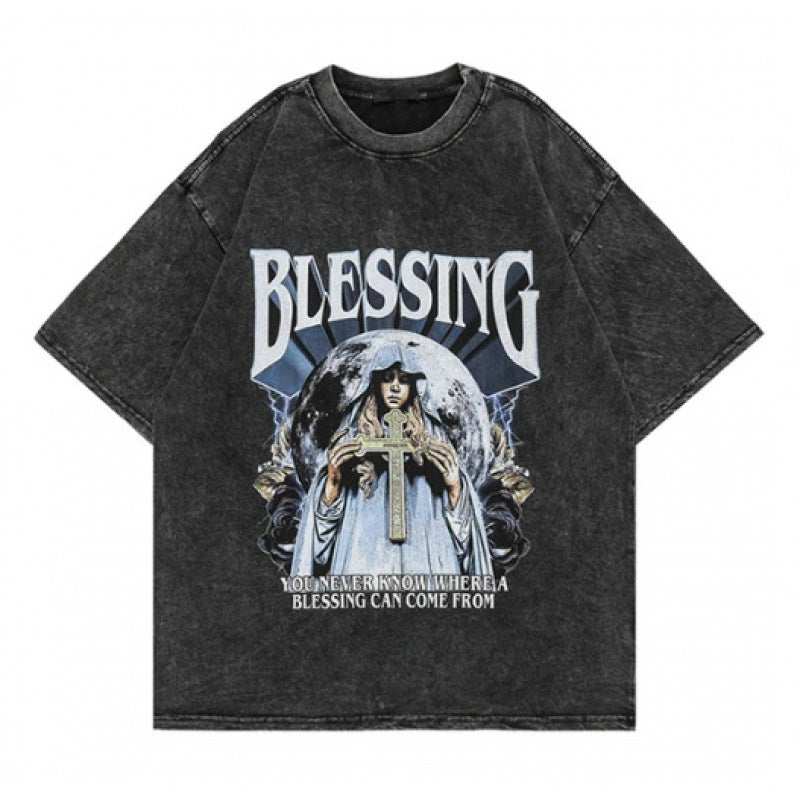 Gothic wing print men's t-shirt streetwear - photo 3 | Everyday Avenue