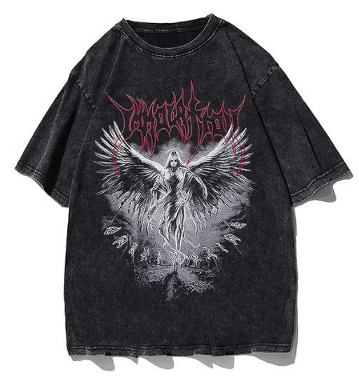 Gothic wing print men's t-shirt streetwear - photo 6 | Everyday Avenue